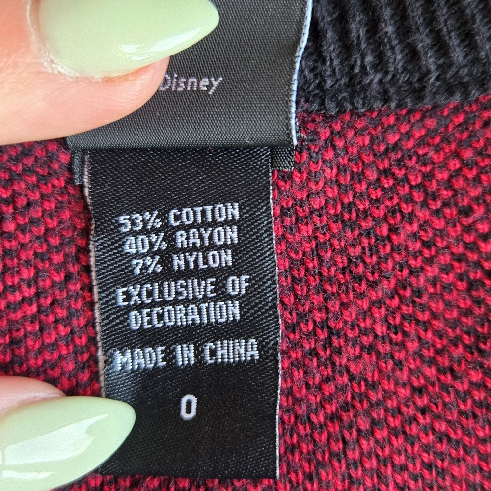 Disney Parks Mickey Mouse Buffalo Plaid Cardigan Sweater - Red & Black - Size L - Picture 11 of 11